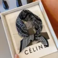 Vintage black and white striped silk square scarf 70cm elegant neckerchief spring fashion - LQ-7