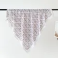 Elegant women's square scarf with intricate purple print, stylish silk-feel shawl wrap. - Style 5