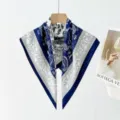 Sciarpa quadrata stampa paisley blu bianco vintage fazzoletto collo elegante copricapo donna accessorio - XPM-19