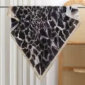 Silk feel square scarf black white abstract print elegant women neckerchief fashion accessory. - Striped - Khaki
