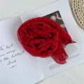Red polka dot chiffon scarf, lightweight retro neckerchief for women, chic vintage summer wrap. - Red Small Polka Dot