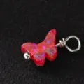 S925 Silber Roter Opal Schmetterling Anhänger, minimalistischer Schmuck Alltagsstil. - Nur Anhänger (Ohne Kette) / Rot