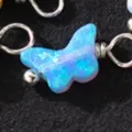Silberner Opal Schmetterling Anhänger Kette, schimmernder blauer Edelstein Schmuck. - Nur Anhänger (Ohne Kette) / Hellblau