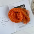 Orange chiffon polka dot scarf detail, lightweight summer sun protection neckerchief accessory. - Orange Small Polka Dots