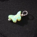 S925 Silber Opal Schmetterling Anhänger, bunt minimalistischer Schmuck Alltagsaccessoir. - Nur Anhänger (Ohne Kette) / Hellgelb