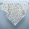 Floral print square silk scarf with white lace trim for women spring summer fashion. - Orange Flower / 70-70cm