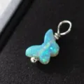S925 Silber Blauer Opal Schmetterling Anhänger Zarter Bunter Edelstein Schmuck Alltag - Nur Anhänger (Ohne Kette) / Hellgrün