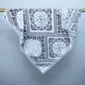 White Paisley Print Square Scarf with Delicate Lace Trim Elegant Women Silk Satin Scarf - Black and White Paisley / 70-70cm