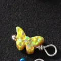 S925 Silber bunter Opal Schmetterling Anhänger Charm Schmuck für tägliches Outfit. - Nur Anhänger (Ohne Kette) / Dunkelgelb