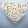 Floral print square scarf with delicate lace edge, perfect for spring and summer daily wear. - Yellow Little Daisy / 70-70cm