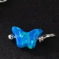 S925 Silber blauer Opal Schmetterling Anhänger Charme frischer täglicher Schmuck Stil Teil - Nur Anhänger (Ohne Kette) / Dunkelblau