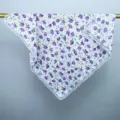 Purple floral square scarf with white lace trim, lightweight fabric for women spring summer. - Purple Flower / 70-70cm