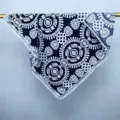 Black and white floral print square scarf featuring elegant white lace trim design for women - Black Paisley / 70-70cm