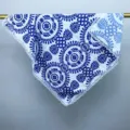 Silk square scarf with blue and white floral pattern and elegant lace trim for women variant. - White Paisley / 70-70cm