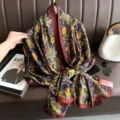 Multifunctional silk paisley scarf shawl for women spring autumn vintage neck wrap soft - Unique Paisley