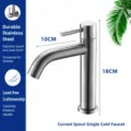 Grifo de lavabo agua fria de acero inoxidable moderno mezclador para bano elegante y util. - Grifo monomando de agua fría de caño curvo (Corto)