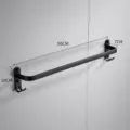 Matte black space aluminum towel bar for bathroom, 50cm wall mounted single towel rack. - Single Rod / 50cm / Black