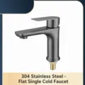 Grifo de lavabo de agua fría de acero inoxidable gris pistola para baño moderno - Grifo plano de agua fría - Gris plomo