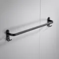 Black space aluminum single towel bar with hooks, 70cm wall mounted bathroom towel holder. - Single Rod / 70cm / Black