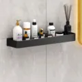 Schwarzes Aluminium Badezimmer Regal Wandmontage 40cm Duschablage Organizer für Kosmetik. - Schwarzes Wandregal aus Weltraum-Aluminium (40 cm)
