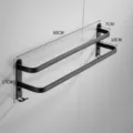 Black aluminum double layer towel rack for bathroom wall mount 50cm storage organizer - Double Bar / 50cm / Black