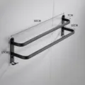 Black space aluminum double towel bar for bathroom wall mounted modern minimalist rack 60cm - Double Bar / 60CM / Black