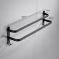 Black space aluminum double layer towel rack for modern bathroom wall mounted storage shelf. - Double Bar / 70cm / Black