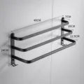 Black 3-layer space aluminum towel rack for modern bathroom wall mounted storage organizer. - Three Bars / 40CM / Black