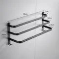 Black space aluminum 3-tier towel rack wall mounted bathroom storage holder shelf 50cm - Three Bars / 50cm / Black