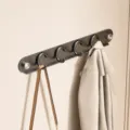 Appendiabiti da parete pieghevole 4 ganci grigio canna di fucile senza foratura bagno - Grigio Canna di Fucile - 4 Ganci