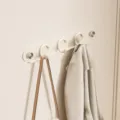 Appendiabiti da parete pieghevole 35cm, gancio senza foratura forte carico per porta. - Bianco Lattescente - 3 Ganci