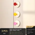 Dopamine suction cup hooks, 3-pack ABS colorful door handles for home entrance and wall decor. - 3-Piece Set / Red Yellow Pink