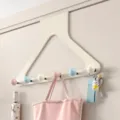 Gancio porta appendiabiti colorato palline senza fori borsa cappotto organizzatore casa - Modello alto rinforzato - gancio sopra porta dopamina color crema