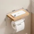Wall-mounted wooden toilet paper holder with storage shelf bathroom roll paper dispenser - Beech Wood Flat Single Roll Holder