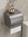 Wall mounted toilet paper holder gun grey waterproof bathroom tissue roll storage shelf - Round Thickened - Gunmetal Grey