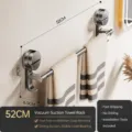 Gunmetal grey suction cup towel bar foldable bathroom hanging rack with convenient hooks. - Strong Suction Single Towel Bar 50cm - Gunmetal Grey