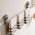 Suction cup towel bar, gun grey folding single towel rail bathroom wall mounted rack. - Strong Adsorption Suction Cup Single Bar, Gun Grey, 60 cm