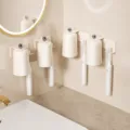 Portaspazzolino e bicchiere magnetico crema da parete set bagno con quattro tazze - Portaspazzolini a 4 tazze / Bianco Crema