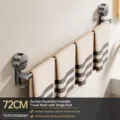 Wall-mounted gun gray folding towel bar for bathroom, heavy duty suction cup storage rack. - Strong Adsorption Suction Cup Single Bar, Gun Grey, 70 cm