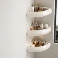 Τριών επιπέδων γωνιακό ράφι ντους, επιτοίχια θήκη οργάνωσης με βεντούζα για σαμπουάν και είδη μπάνιου. - Τριπλό Στρώμα / κρεμ