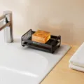 Portasapone doppio in acciaio al carbonio nero con vassoio di drenaggio per bagno. - Stile Di Accumulo D'Acqua / Nero
