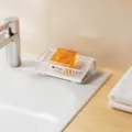 Portasapone in metallo bianco per bagno, portasapone scolapiatti compatto per uso su piano lavabo. - Stile di Drenaggio / Bianco