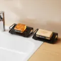 Portasapone in acciaio al carbonio per bagno, portasapone nero con drenaggio, 2 pezzi. - Stile di Drenaggio / 2 Pezzi/Set / Nero