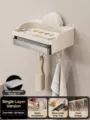 Wandmontierte Saugnapf Seifenschale cremeweiß ABS Badezimmer Organizer Schwammhalter - Einzelsteckplatz-Stil / Creme