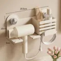 Wandmontierter Haartrockner Halter Badezimmer Organizer, stanzfreies Regal für Föhn und Kabel. - Einzelner Halter / Cremeweiß
