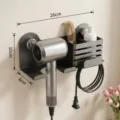 Dunkelgrauer Wand-Haartrocknerhalter Badezimmer Aufbewahrungsregal mit Kabelhaken - Fernglas / Gunmetal Grau