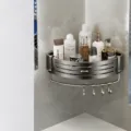 Badezimmer Eckregal Raumaluminium Dunkelgrau Einzelne Ablage mit Haken Duschkorb - Einschichtiges Dreieck mit Stange (6 Haken) / Gunmetal