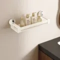 Cream white wall mounted suction cup bathroom storage shelf shower rack organizer 40cm - 40CM Single Tier / Milk White