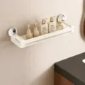 White suction bathroom shelf wall mounted shower storage organizer 50cm for cosmetics and toiletries - 50CM Single Tier / Milk White