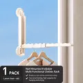 Klappbarer Waeschestaender mit Saugnapf in milchweiss, aus Stahl und ABS fuer den Hausbalkon. - 1 Stück/Packung / Creme
